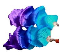 LYXYGMV 1 Paire Gauche Droite Soie Danse du Ventre Ventilateur Voile Femmes Longs Ventilateurs voiles for louange Performance pour Spectacles de Danse Orientale(Color 2,210cm 1pair)