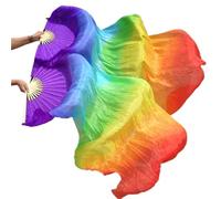 LYXYGMV 1 Paire Gauche Droite Soie Danse du Ventre Ventilateur Voile Femmes Longs Ventilateurs voiles for louange Performance pour Spectacles de Danse Orientale(Color 11,180cm 1pair)