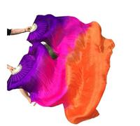 LYXYGMV 1 Paire Gauche Droite Soie Danse du Ventre Ventilateur Voile Femmes Longs Ventilateurs voiles for louange Performance pour Spectacles de Danse Orientale(Color 17,180cm 1pair)