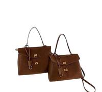 LYXYGMV 1pc rétro sacs de messager en cuir souple marron daim à main fourre-tout boucle d'or épaule dame tendance sacoche Pour l'école, le Travail(37cmX13cmX25cm)
