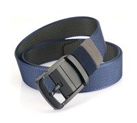 LYXYGMV Ceinture unisexe décontractée en nylon à boucle rotative et réglable, avec sangle tissée toile Pour Hommes(Blue-black)