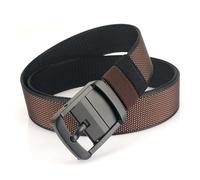LYXYGMV Ceinture unisexe décontractée en nylon à boucle rotative et réglable, avec sangle tissée toile Pour Hommes(Coffee-black)