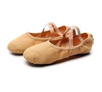 LYXYGMV Chaussons de danse professionnels for enfants, en toile, semelle souple, for le ventre, yoga, la gym, ballet, for filles, femmes et hommes Pour L'entraînement ou la Performance(Camel,37)