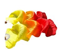 LYXYGMV Éventail de Danse du Ventre en Soie, Rayonne, Voile véritable, 1 pièce Main Gauche + Droite pour Spectacles de Danse Orientale(Color03,230x90cm Real Silk)