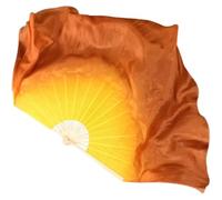 LYXYGMV Éventail de Danse en Soie véritable 86cm, Voile Pliant dégradé, Peinture à la Main, Accessoires Spectacle Folklorique carrée pour Spectacles de Danse Orientale(Color 1,1pcs Right 1pcs Left)
