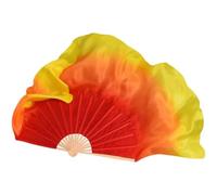 LYXYGMV Éventail de Danse en Soie véritable 86cm, Voile Pliant dégradé, Peinture à la Main, Accessoires Spectacle Folklorique carrée pour Spectacles de Danse Orientale(Color16,1pcs Right 1pcs Left)