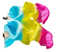 LYXYGMV Éventail en Soie de Danse du Ventre for Spectacle sur scène Voile (2 pièces) pour Spectacles de Danse Orientale(Color 14,2pcs-180x90cm)