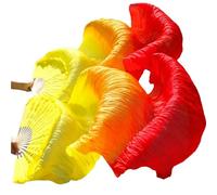 LYXYGMV Éventail en Soie de Danse du Ventre for Spectacle sur scène Voile (2 pièces) pour Spectacles de Danse Orientale(Color 1,2pcs-150x90cm)