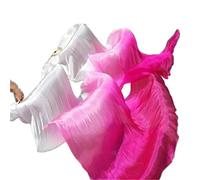 LYXYGMV Éventail en Soie véritable for Femmes, 1 Paire, Fans de Performance Danse du Ventre, dégradé Couleur, Pratique Danseuse Longue pour Spectacles de Danse Orientale(Color 5,120x90cm)