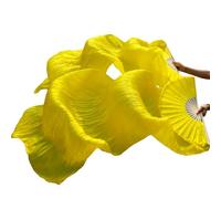 LYXYGMV Éventails de Danse en Voile Soie Chinois Unisexe, 1 Paire d'éventails du Ventre, Couleur Pure, 180x90cm pour Spectacles(Yellow,280x90cm)