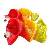 LYXYGMV Fans de Danse du Ventre en Soie réelle/Imitation sur scène, Accessoires Couleur graduée, éventails Voile 180x9 pour Spectacles de Danse Orientale(Color 3,150-Imitation Silk)