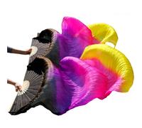 LYXYGMV Fans en Soie véritable, 1 Paire, Accessoires de Danse du Ventre, Taille Classique, côtes, Performance pour Spectacles de Danse Orientale(Color 5,XL 230x90cm)