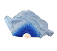 LYXYGMV Grand Voile d'éventail de Danse en Soie véritable, Une Paire, Accessoire Costume du Ventre, Accessoires à dégradé Fluide pour Spectacles de Danse Orientale(Blue,1pcs Right 1pcs Left)
