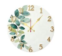 LYXYGMV Horloge Murale Suspendue Ronde et silencieuse en Bois, thème Feuille Verte, adaptée à la décoration de Maison, Salon, Bureau, Chambre Coucher pour Salon, Chambre