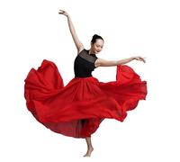 LYXYGMV Jupe Longue en Mousseline de Soie for Femme, Tenue de Danse du Ventre, 360/540/720 degrés, Tenue d'entraînement Assortie Utilisé pour Les Spectacles de Danse(Color 01,Long 90cm 720)