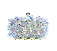 LYXYGMV Pochette à paillettes de fleurs, changement progressif, robe dîner for dames Pour une Soirée de Gala(White)