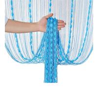 LYXYGMV Rideau de séparation Salon à Franges et Perles Cristal 1 x 2 m avec Pompons, idéal for Une Porte décoration Mariage Transparente Convient Au Salon, à La Salle De Séjour(Blue)