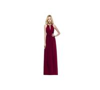 LYXYGMV Robe de Demoiselle d'honneur en Mousseline de Soie Bleu Roi for Femme, Magnifique Robe Longue drapée avec Ceinture, col Licou, Tenue de soirée Formelle pour Les Mariages(Burgundy,6)