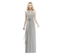 LYXYGMV Robe de Demoiselle d'honneur Longue en Mousseline de Soie, col Licou, for Femme, Tenue de soirée élégante, Coupe trapèze, sans Manches pour Les Mariages(Silver,8)
