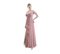LYXYGMV Robe Longue en Mousseline de Soie Rose for Femme, Tenue Princesse for Demoiselle d'honneur, Banquet, fête, Bal, Spectacle pour Les Mariages(Pink A,14W)