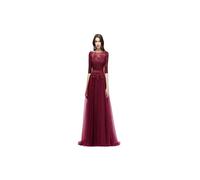 LYXYGMV Robe trapèze à Encolure dégagée et Appliques en Dentelle, Dos Nu, en Tulle, Longue et élégante, for Femme, Tenue de soirée, de Bal ou de Mariage pour Les Mariages(Burgundy,8)