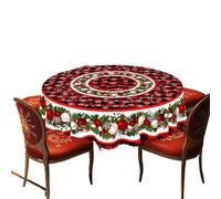 LYXYGMV Round and Rectangular Tablecloth, Various Sizes, Snowball Green Vine Snowflake Red Plaid pour la Salle à Manger(140X180Cm)