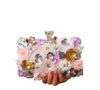 LYXYGMV Sac de dîner fleurs perlées fabriqué à la main, robe mariée, soirée, pochette, chaîne Pour une Soirée de Gala(Champagne)