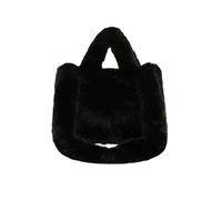 LYXYGMV Sac fourre-tout moelleux en fausse fourrure for femme, sac à main d'hiver de grande capacité, couleur unie, longue bandoulière peluche Pour L'automne et L'hiver(Black)
