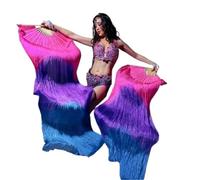 LYXYGMV Voile d'éventail de Danse du Ventre for Femmes, Paires Soie dégradée Faites à la Main, 180x90cm, Accessoires Spectacle sur scène pour Spectacles de Danse Orientale(Color 18,210cmX90cm)