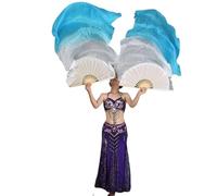 LYXYGMV Voile d'éventail de Danse du Ventre for Femmes, Paires Soie dégradée Faites à la Main, 180x90cm, Accessoires Spectacle sur scène pour Spectacles de Danse Orientale(Color 7,120cmX90cm)