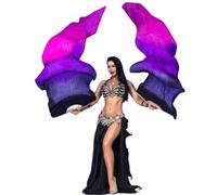 LYXYGMV Voile d'éventail de Danse du Ventre for Femmes, Paires Soie dégradée Faites à la Main, 180x90cm, Accessoires Spectacle sur scène pour Spectacles de Danse Orientale(Color 16,120cmX90cm)