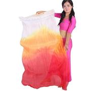 LYXYGMV Voile d'éventail de Danse du Ventre for Femmes, Paires Soie dégradée Faites à la Main, 180x90cm, Accessoires Spectacle sur scène pour Spectacles de Danse Orientale(Color 6,120cmX90cm)