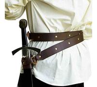 LYY Cuir Épée Grenouille Chevalier Médiéval Pirate Porte-Épée Ceinture Renaissance Cosplay Costume Accessoire Rétro Épée Ceinture pour Hommes Adultes,Marron