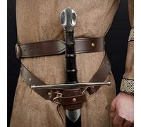 LYY Porte-Épée De Ceinture en Cuir pour Adultes, Ceinture D'épée Médiévale avec Étui De Sangle À Boucle, Accessoires De Guerrier Gaine Fourreau Porte-Grenouille,Marron