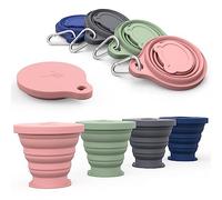 LYY Tasse pliable, tasses en silicone pliables avec couvercle et mousqueton Ensemble de tasse portable réutilisable pour pique-, camping, voyage de randonnée en plein air (180ml, 4-N)