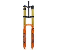 LYYCX 26 27,5 29 Pouces Fourche DH Voyage 160mm, Vélo de Montagne Fourche de Suspension Les Deux Épaules Réglage avec Amortissement Descente AM XC VTT Fourche a Air - Orange(Gold,26 inch)