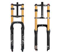 LYYCX AuroraXQ 20x4.0 Fourche à Air Fat Tire 190mm Voyage, 26 X 4 Gros Pneu E Vélo Fourche Avant Double Couronne pour VTT Gros Neige Plage E-Bike(Or,20 inch)