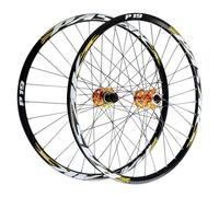 LYYCX AuroraXQ Paire de Roues VTT 26/27,5/29 Pouces, Roues de Vélo de Montagne Double Mur Alliage Frein à Disque 32H Roue de Vélo HG Hub Convient Aux pneus 7-12S et 1,25"-2,25"(Or,29")