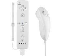 Lyyes Télécommande pour Wii, Wii et Nunchuck avec étui en silicone et sangle pour Wii et Wii U (Blanc)