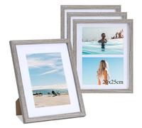 LYYYYX Cadre photo 20x25cm Cadre en bois avec passe-partout Affichage d'images 10x15cm et 13x18cm avec mat Cadre MDF en set de 4,Cadre photo pour diplômes,photos, posters, puzzles