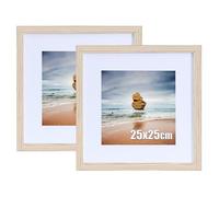 LYYYYX Cadre photo 25x25cm Cadre en bois avec passe-partout Cadre en set de 2, Fotorrahmen for Urkunden,Fotos, Poster, Puzzles