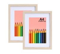 LYYYYX Cadre photo A4 Cadre en bois 21x29.7cm avec passe-partout Cadre MDF DIN A4 en set de 2,Cadre photo pour documents, photos, posters, Puzzles