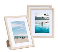 LYYYYX Cadre photo A4 cadre en bois 21x29.7cm avec passe-partout cadre MDF DIN A4 en set de 3,Cadre photo pour diplômes,photos, posters, puzzles