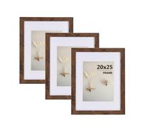 LYYYYX Lot de 3 cadres photo rustiques en bois marron avec Acrylglas - Autoportant et à fixer au mur - 20 x 25 cm
