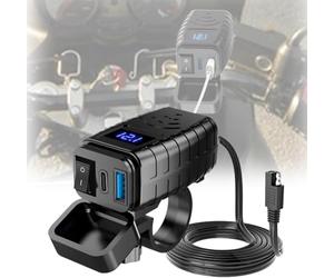 LYZPD Moto Téléphone Chargeur pour Suzuki GSXR 600 750 2006-2009 2010 2011 2012 2013 2014 2015 2016, Interrupteur & Voltmètre LED, Charge Rapide Compatible Téléphone/GPS/Caméra