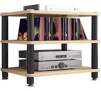 LyzqxHL Étagère for Tourne-Disque, Meuble de Rangement multimédia, Support Audio-vidéo Moderne, Meuble stéréo en Bois à 1/2/3/4 Niveaux(Yellow,3 Tier)