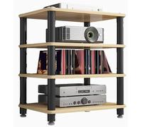 LyzqxHL Étagère for Tourne-Disque, Meuble de Rangement multimédia, Support Audio-vidéo Moderne, Meuble stéréo en Bois à 1/2/3/4 Niveaux(Yellow,4 Tier)