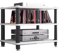 LyzqxHL Étagère for Tourne-Disque, Meuble de Rangement multimédia, Support Audio-vidéo Moderne, Meuble stéréo en Bois à 1/2/3/4 Niveaux(White,3 Tier)