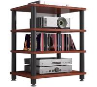 LyzqxHL Étagère for Tourne-Disque, Meuble de Rangement multimédia, Support Audio-vidéo Moderne, Meuble stéréo en Bois à 1/2/3/4 Niveaux(Red,4 Tier)