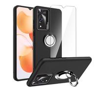 LYZXMY Coque pour Cubot A10(6.56") Noir Housse + Support de Bague rotative+ Verre trempé Protection écran